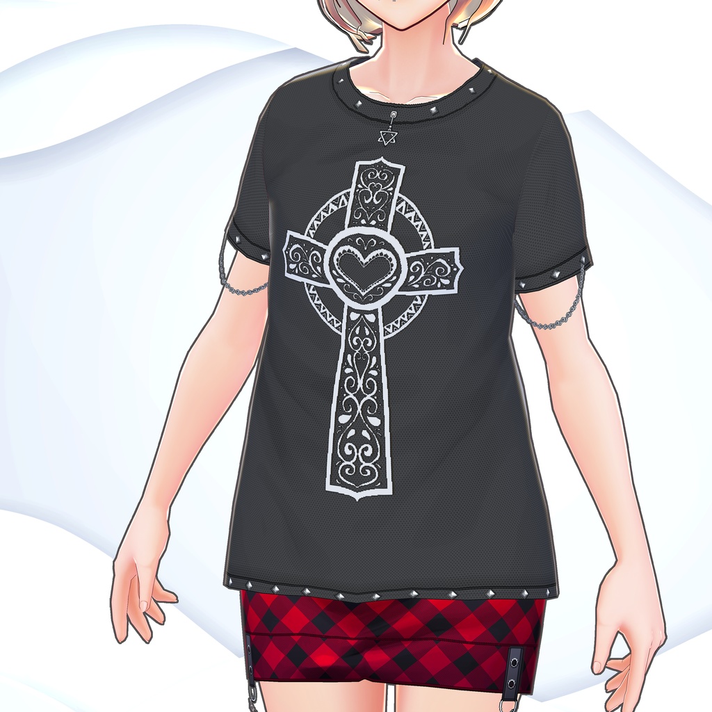 [VRoid][FREE]ヴィジュアル系クロスTシャツ
