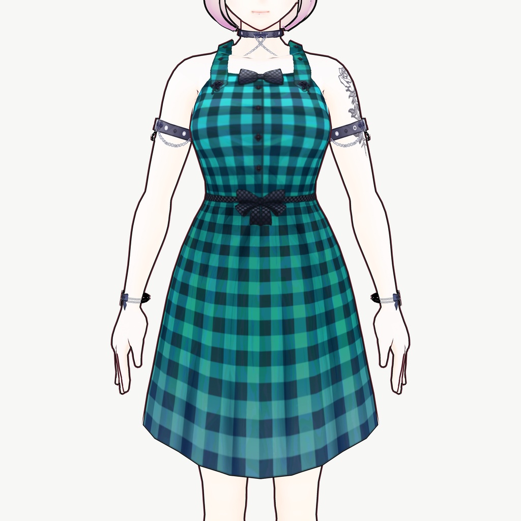 [VRoid][FREE]黒薔薇ゴシックワンピース