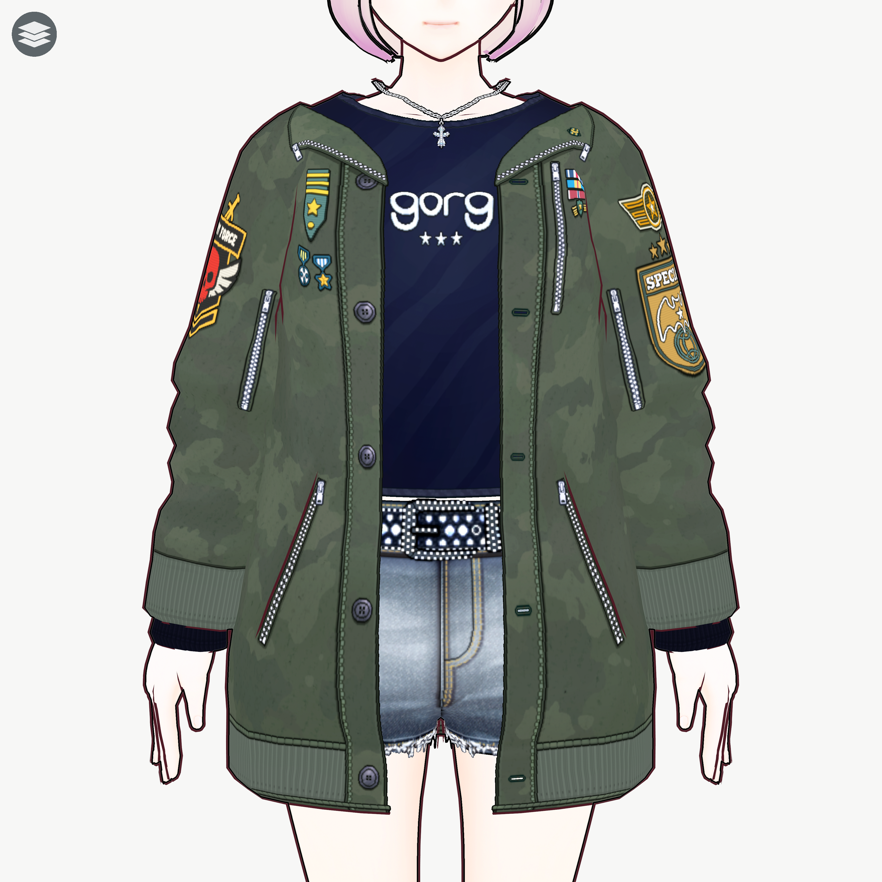 [VRoid][FREE]迷彩ミリタリージャケット