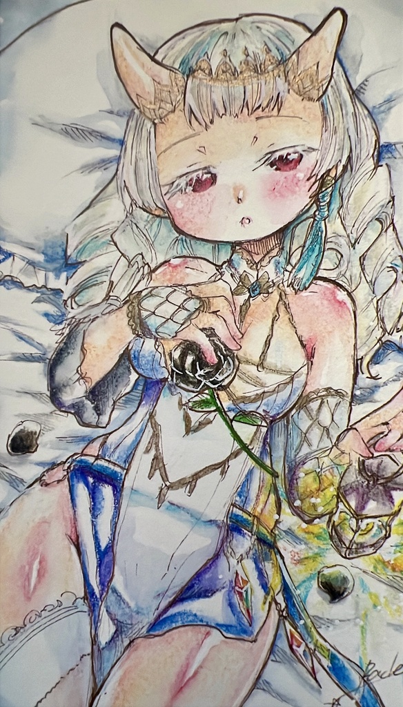 夜を禁じられた姫は、薔薇を抱く《イラスト原画》