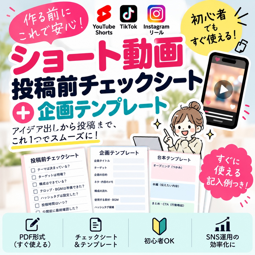 ショート動画 投稿前チェックシート＋企画テンプレート