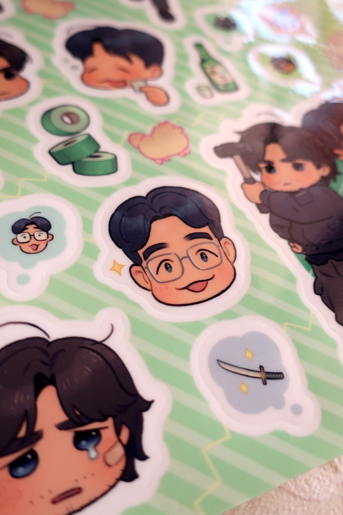 【あんしんBOOTHパック発送】ジェホン先生とサンウクさんのA5サイズシール