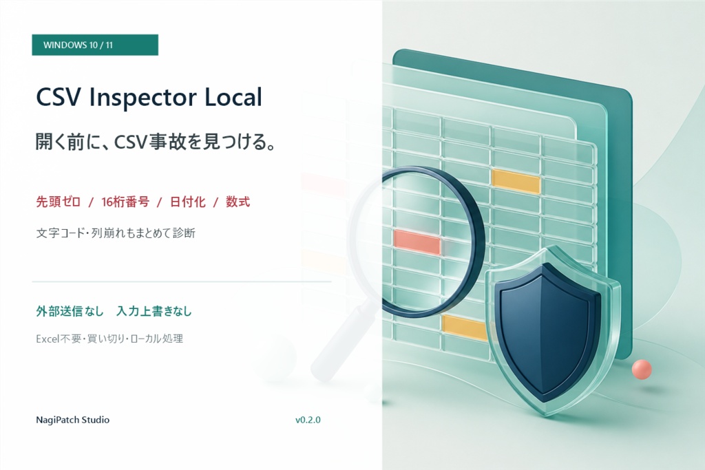 CSV Inspector Local｜Excelで開く前のCSV事故チェック