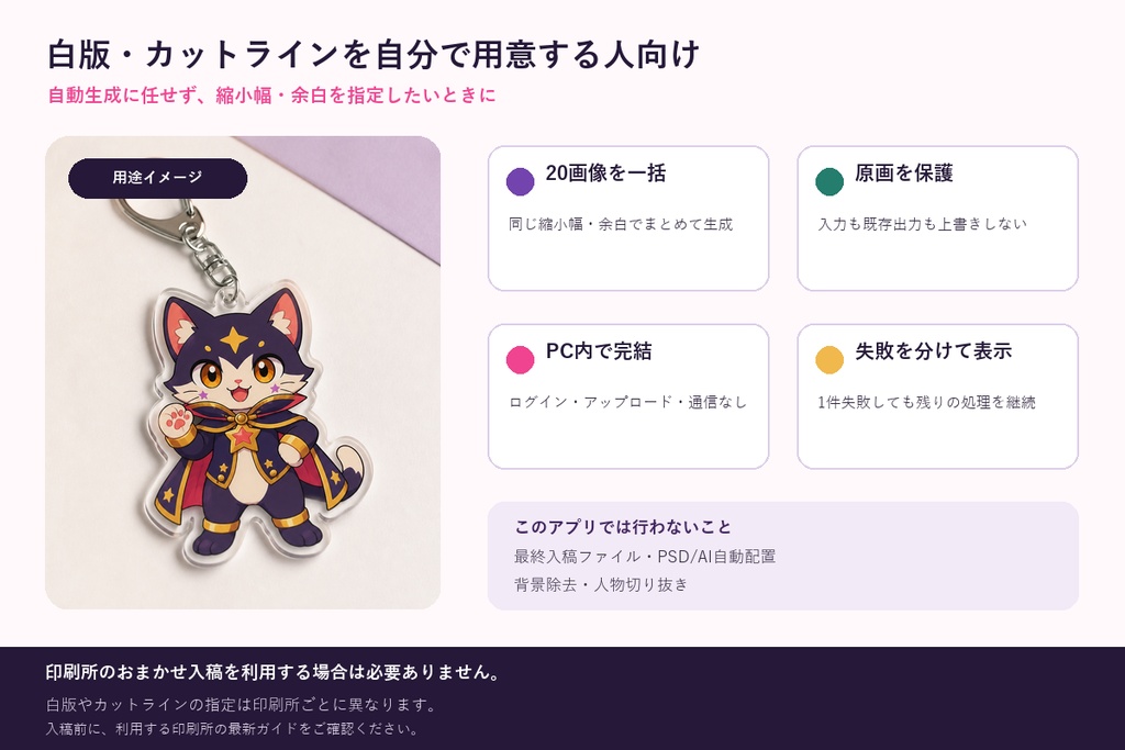 アクキー・アクスタ用 白版・カットライン作成ツール|複数画像対応