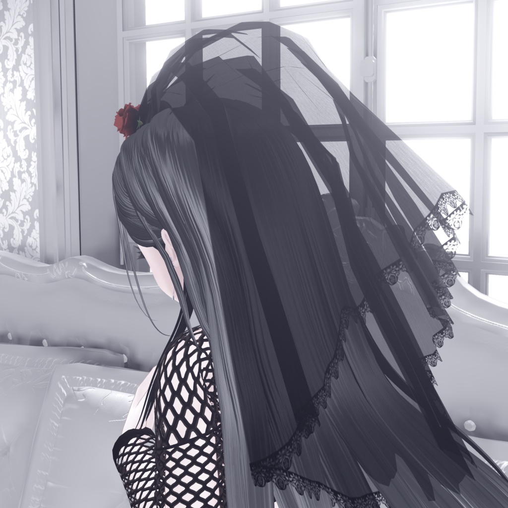 【VRChat想定】薔薇ヴェール【全アバター対応】