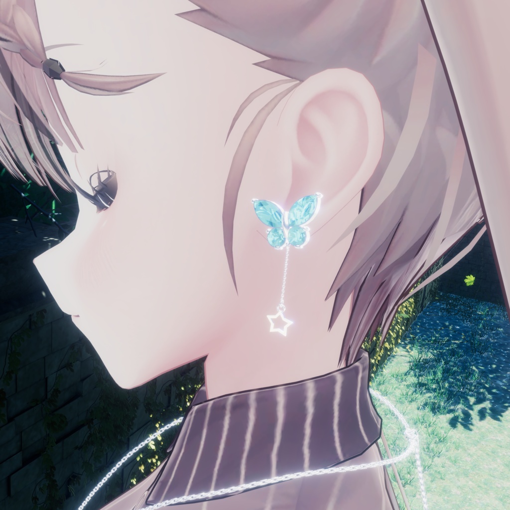 【VRChat想定】ジュエル蝶ピアス
