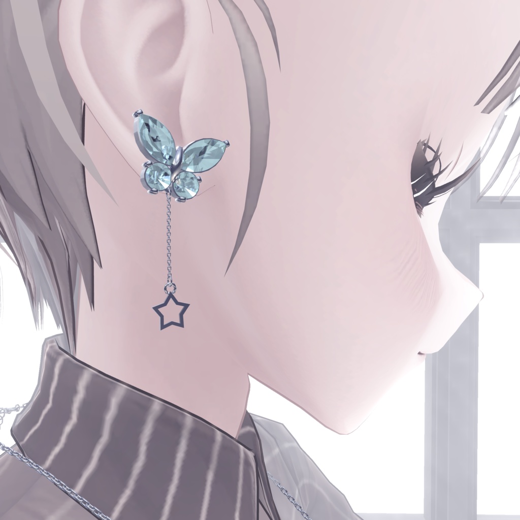 【VRChat想定】ジュエル蝶ピアス