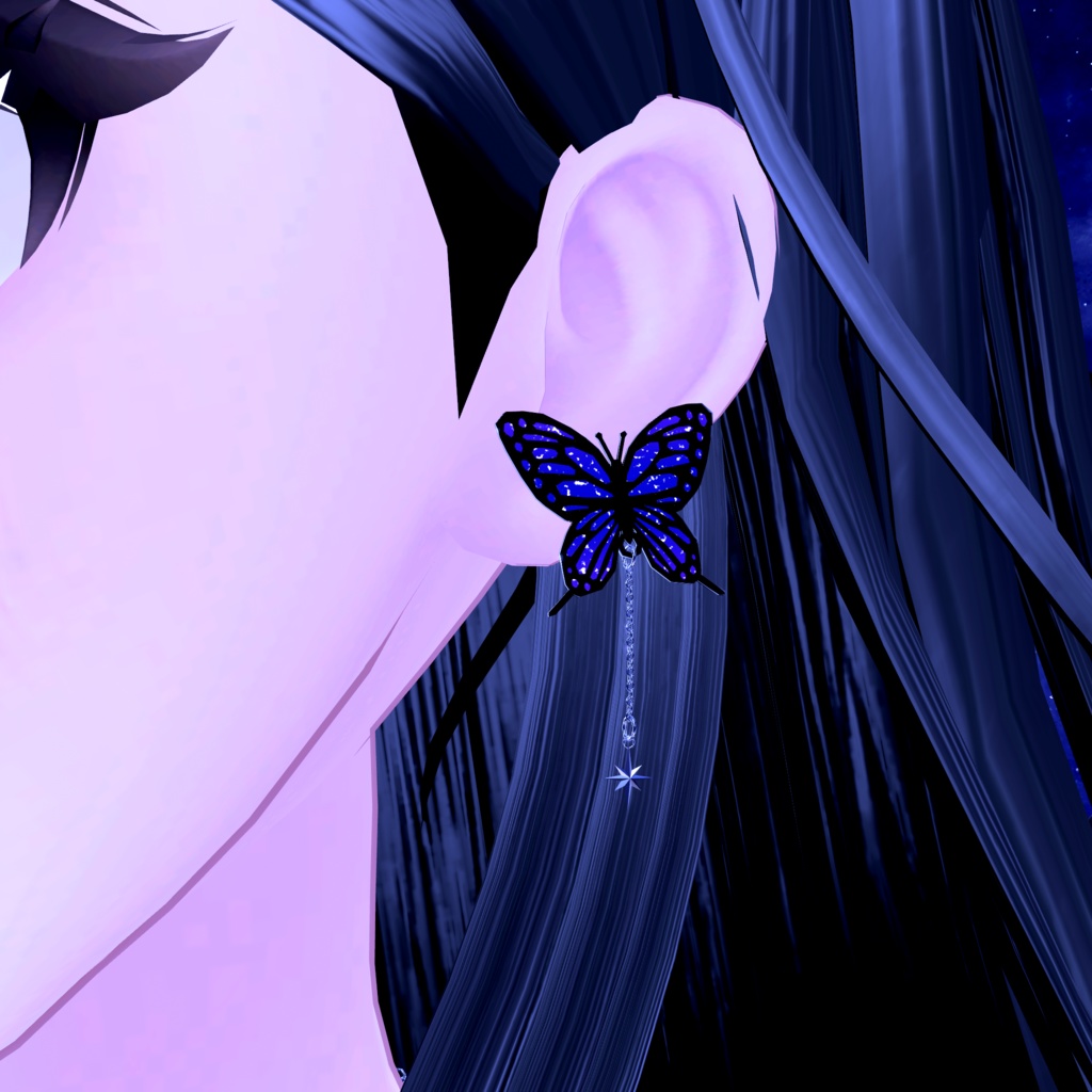 【VRChat想定】夜蝶ピアス