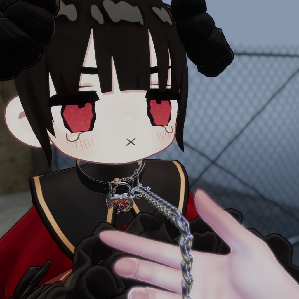 【VRChat想定】鍵がかけられる!ハート南京錠付き首輪【ギミック付き】