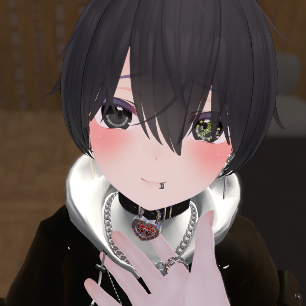 【VRChat想定】鍵がかけられる!ハート南京錠付き首輪【ギミック付き】