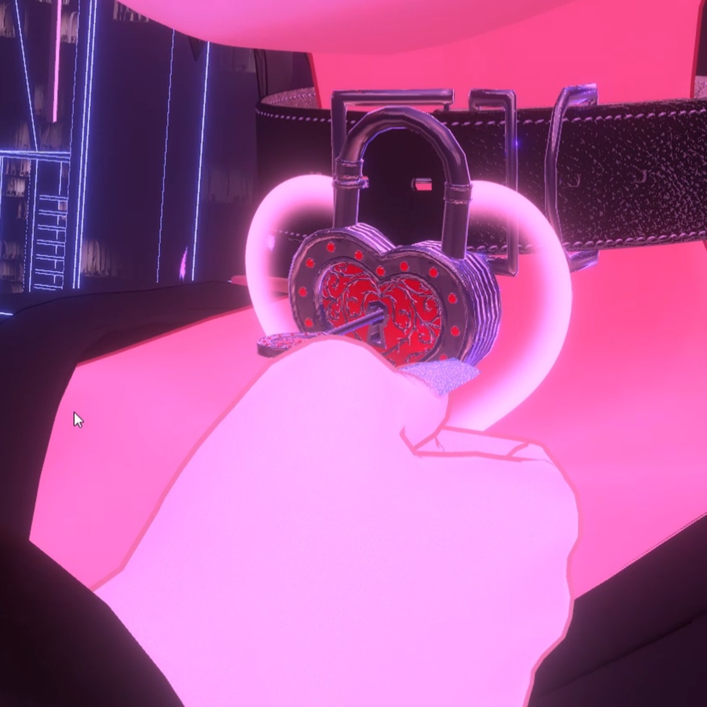 【VRChat想定】鍵がかけられる!ハート南京錠付き首輪【ギミック付き】