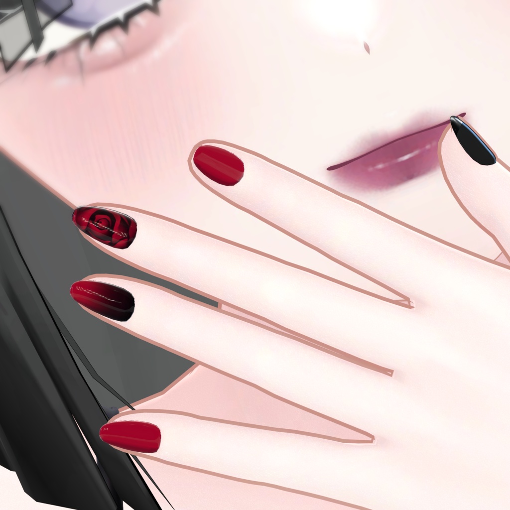 【VRChat想定】薔薇ネイル【複数アバター対応】