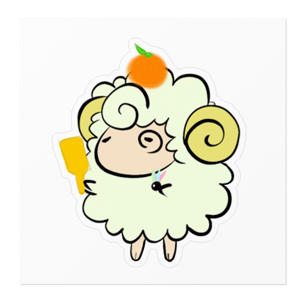 ラム羽根つきステッカー