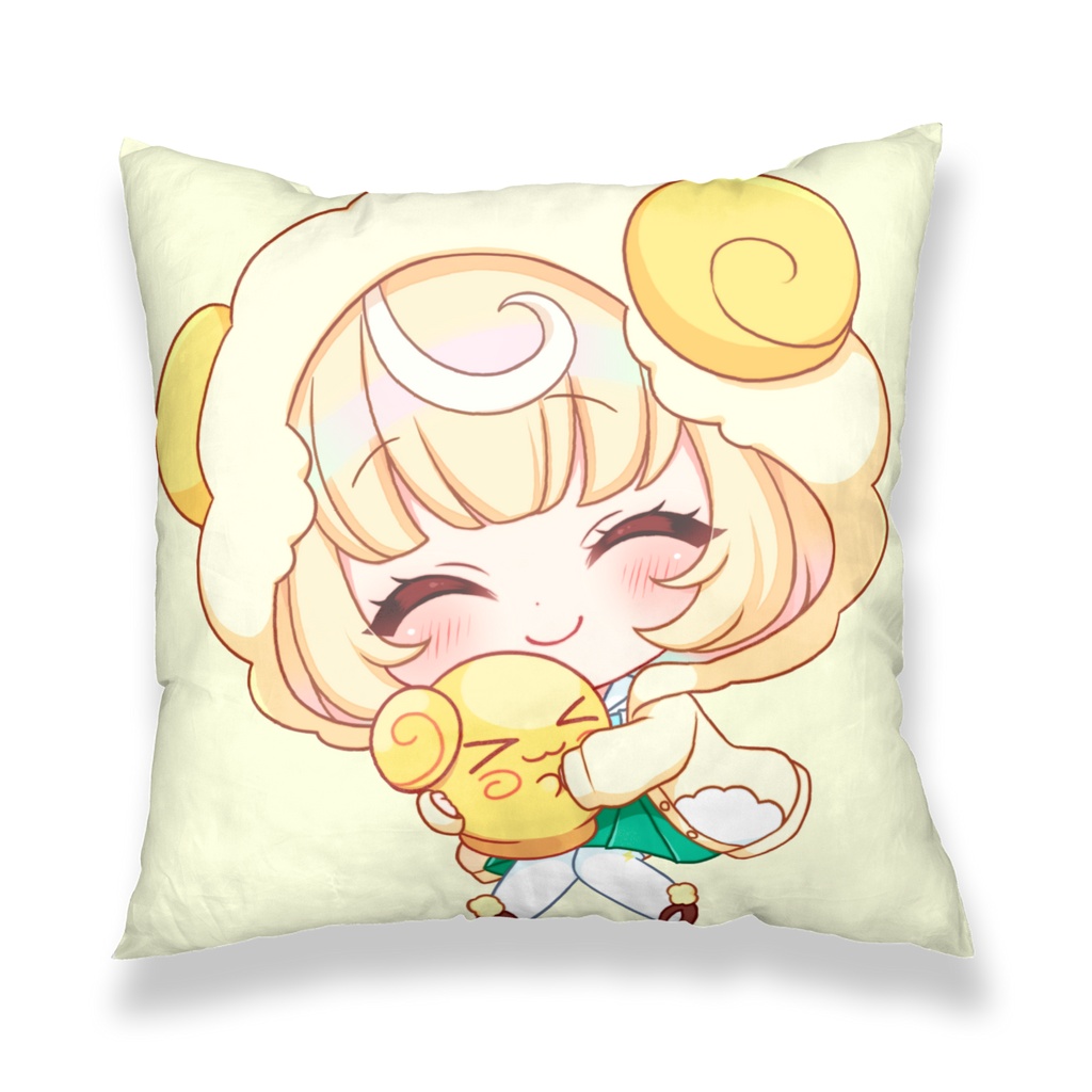 【雛豆ラム2026誕生日】クッションカバー （ちびラム＆豆ラさん＆プリンVer）