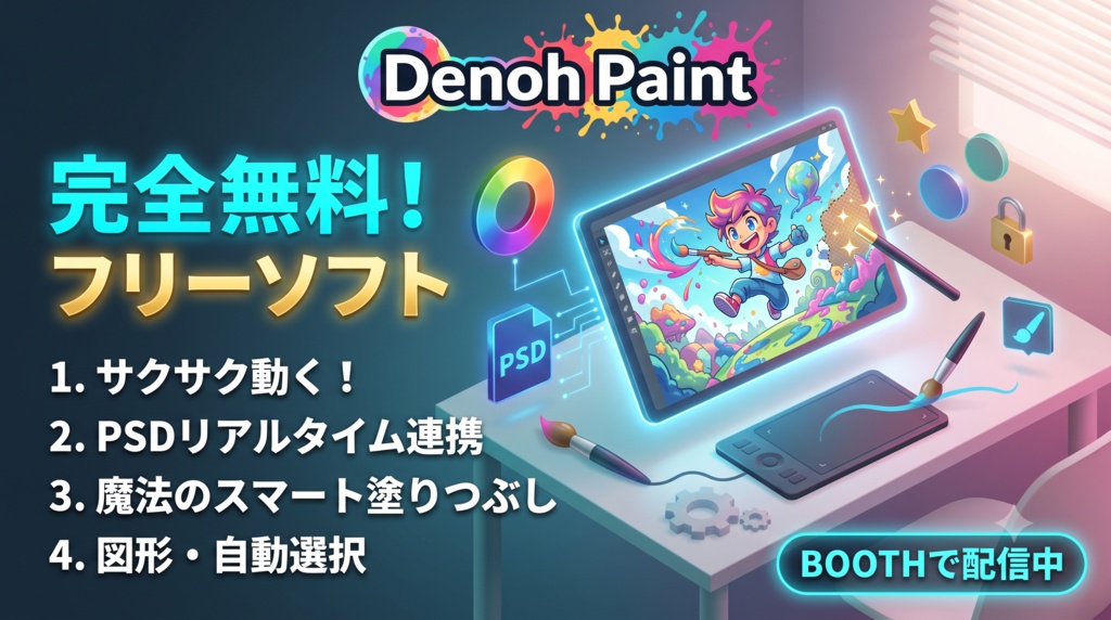 【完全無料】サクサク動いてPSD連動!直感ペイントツール「Denoh Paint」