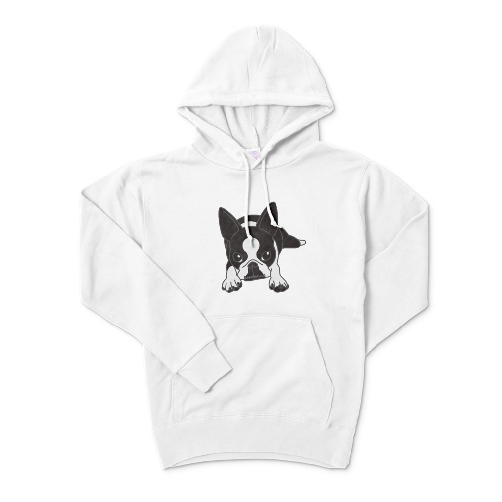 ボストンテリアのコチのパーカー-ホワイト