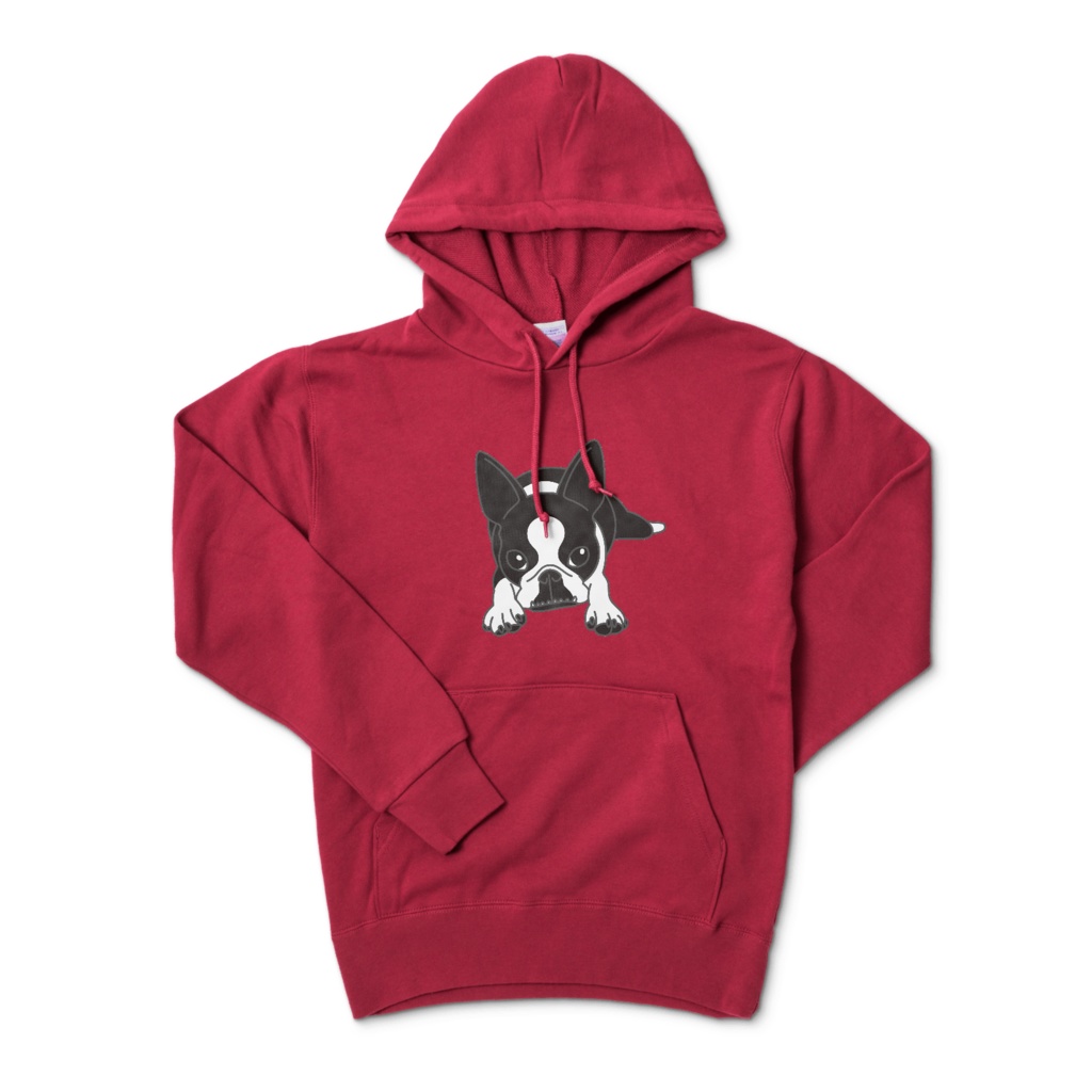 ボストンテリアのコチのパーカー-バーガンディ