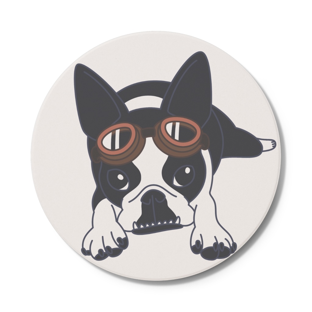 コースター-ボストンテリアのコチ(ゴーグル)[v2.7.5k]