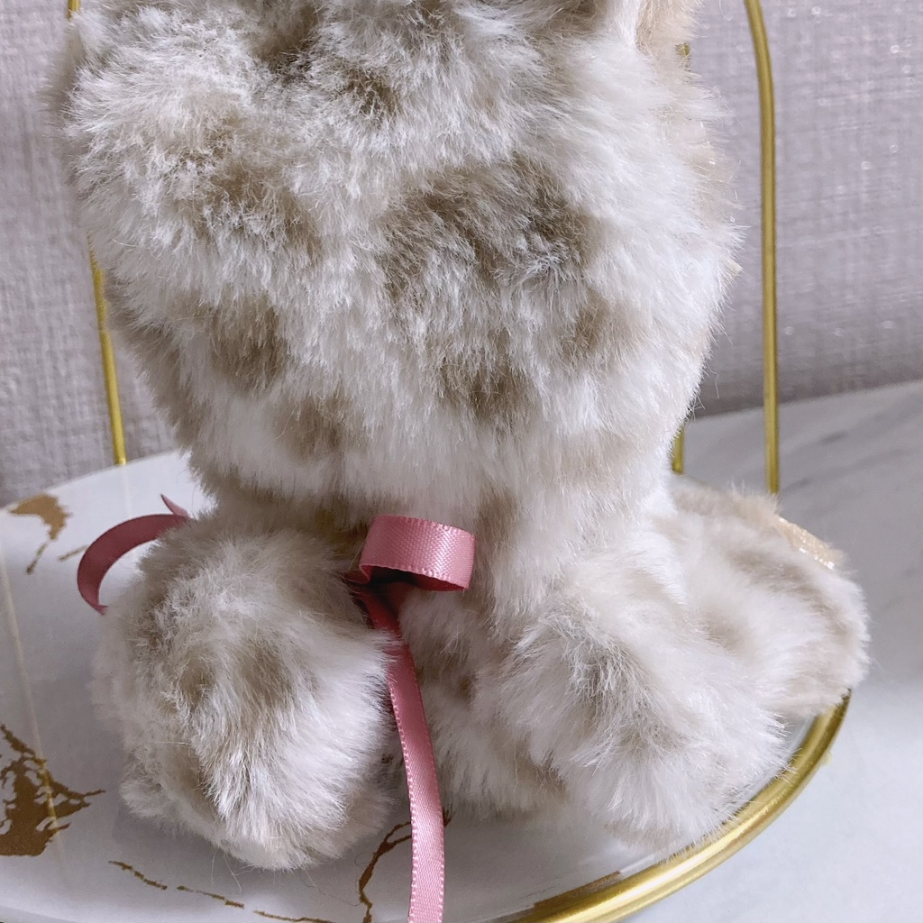 おすわり ぬい服 ホワイト ヒョウ柄 いちご くま