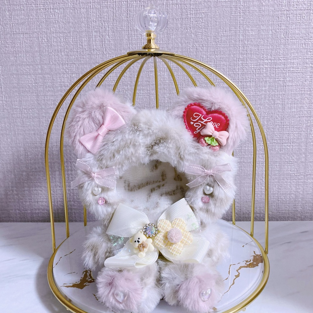 おすわり ぬい服 ホワイト ヒョウ柄 いちご くま