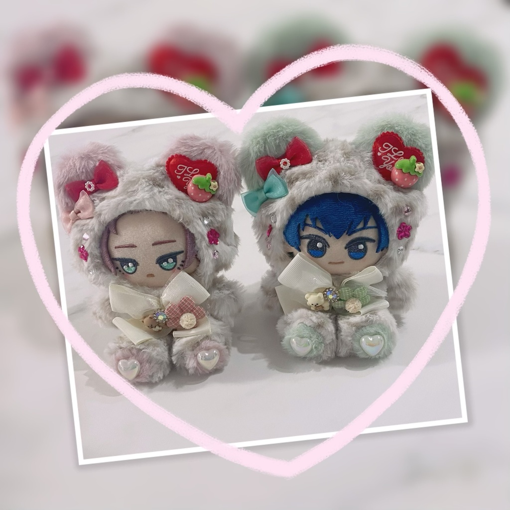 おすわりぬい服 10cm 春 いちご ヒョウ柄