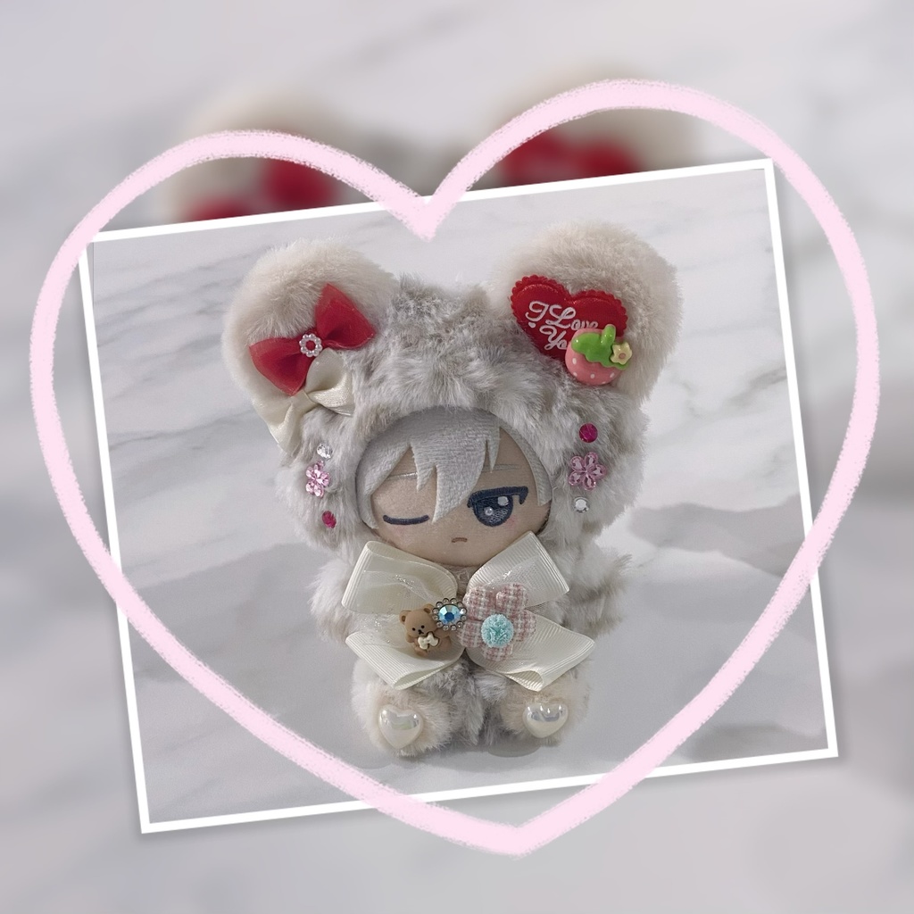 おすわりぬい服 10cm 春 いちご ヒョウ柄