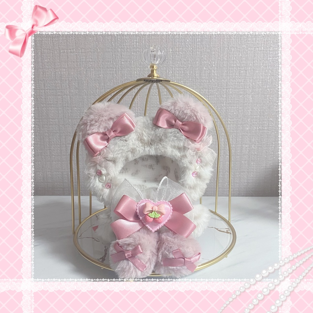 おすわり ぬい服 10cm ホワイトヒョウ柄 ピンク