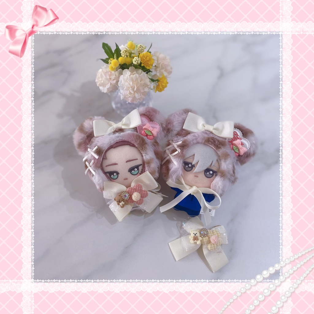ぬい服 くま耳 ニット帽 帽子 被り物 ピンクヒョウ柄