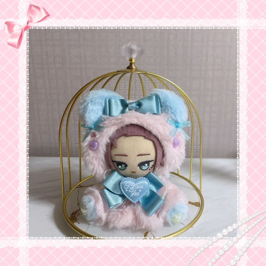 おすわりぬい服　ちびぐるみ　ピンク　水色