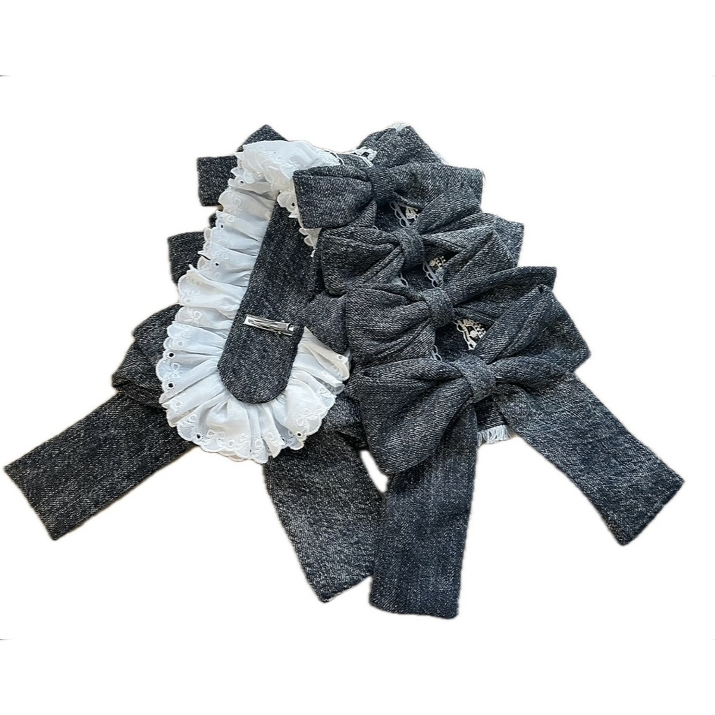 denim ribbon headdress