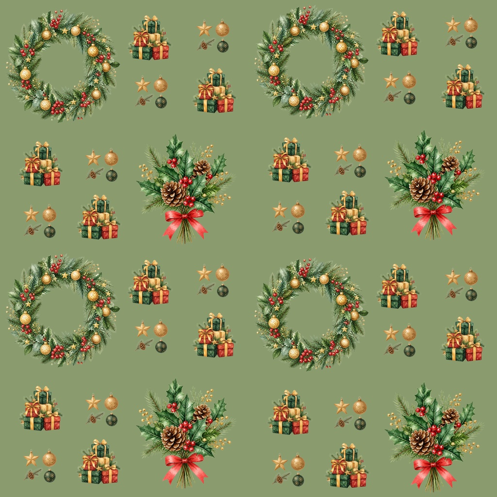 【クリスマス2】デジタルペーパー 5枚セット |ラッピング・手帳デコ・背景素材|高解像度PNG