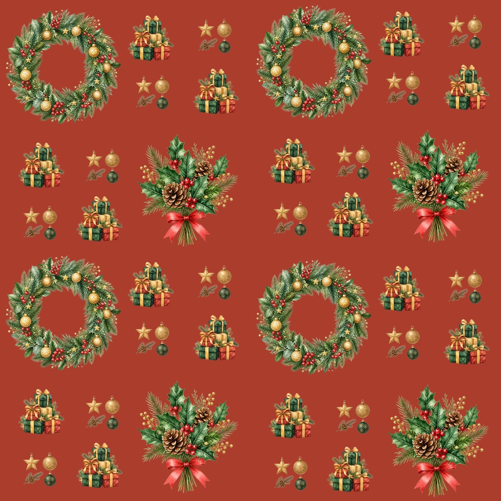 【クリスマス2】デジタルペーパー 5枚セット |ラッピング・手帳デコ・背景素材|高解像度PNG