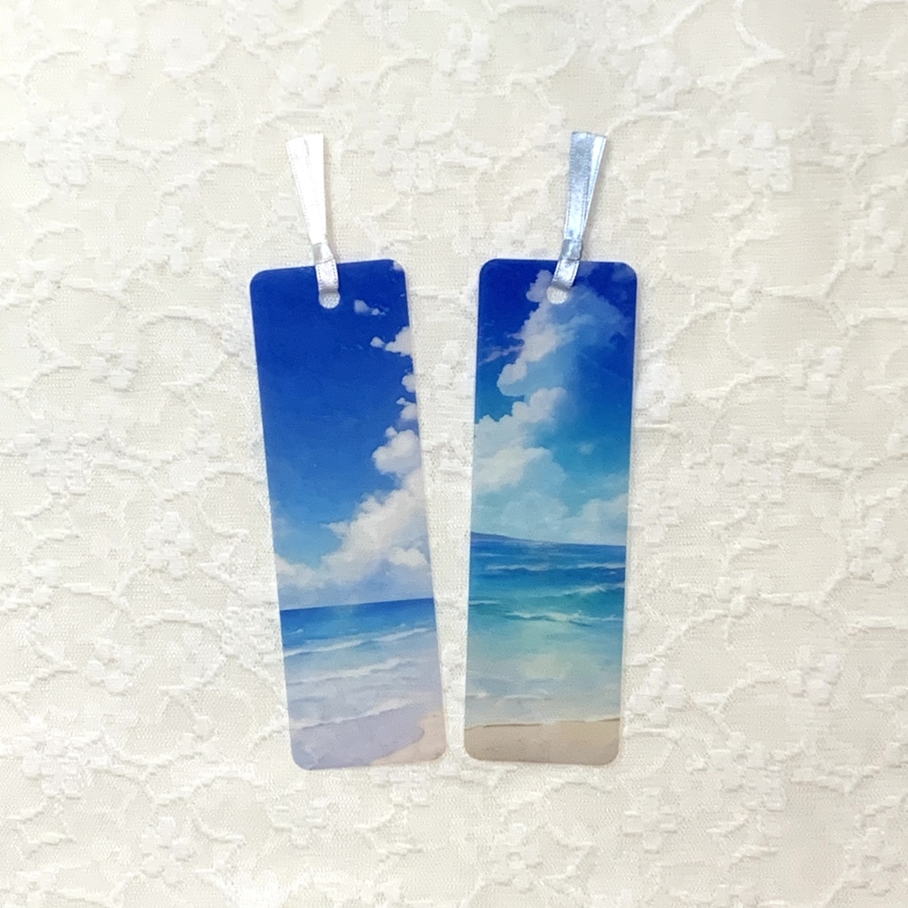 夏のビーチの透明栞 1枚