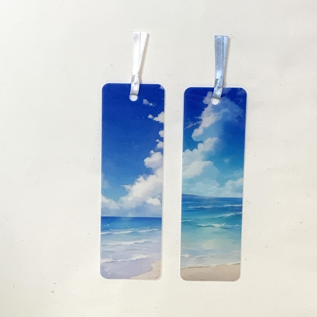 夏のビーチの透明栞 1枚