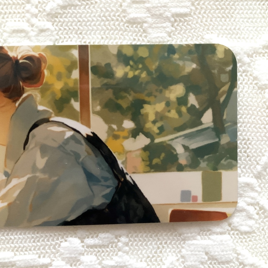 窓辺で本を読む女の子のしおり 4デザインから1枚選択