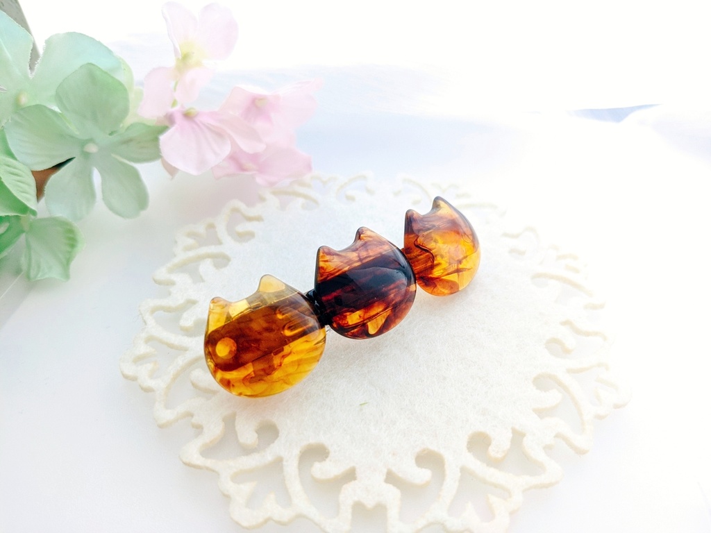 ぽってり猫のミニヘアバレッタ(全3色)