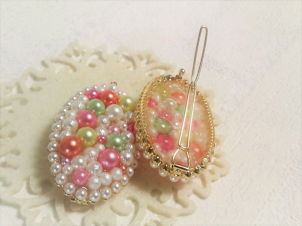 スプリングカラーパールのヘアピン(ダボピン)