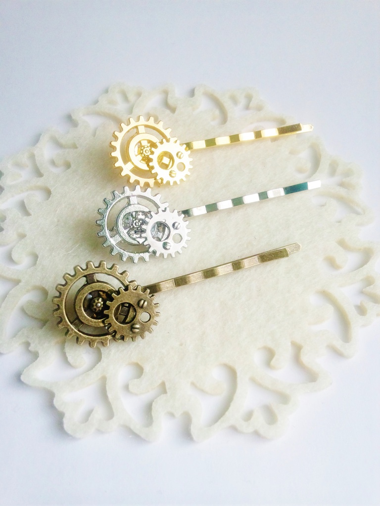 機械仕掛け風ヘアクリップ(全3色)