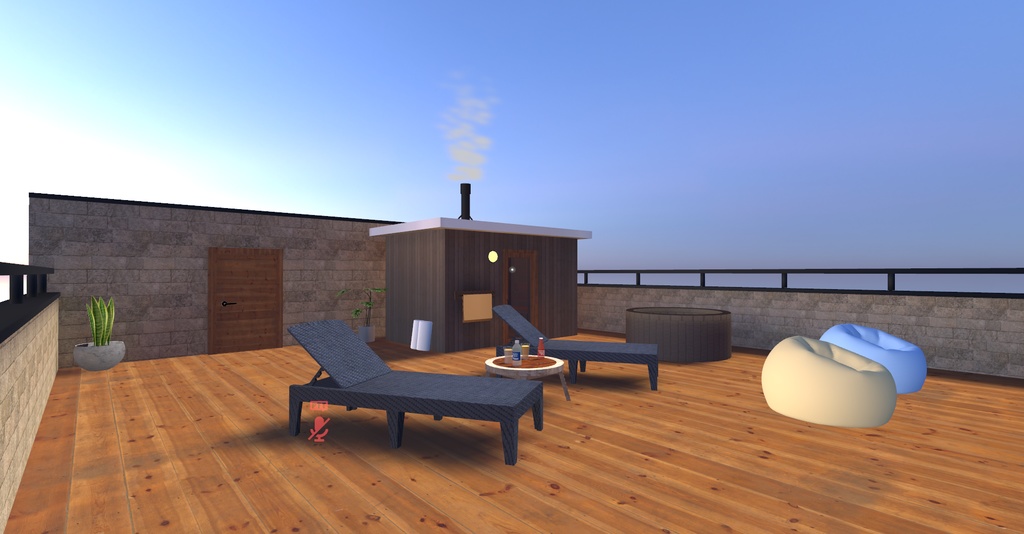 3Dモデル【RoofTopSauna】~屋上サウナテラスでととのう~サウナチルパック付き