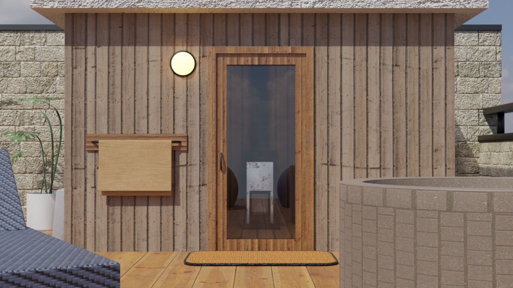 3Dモデル【RoofTopSauna】~屋上サウナテラスでととのう~サウナチルパック付き