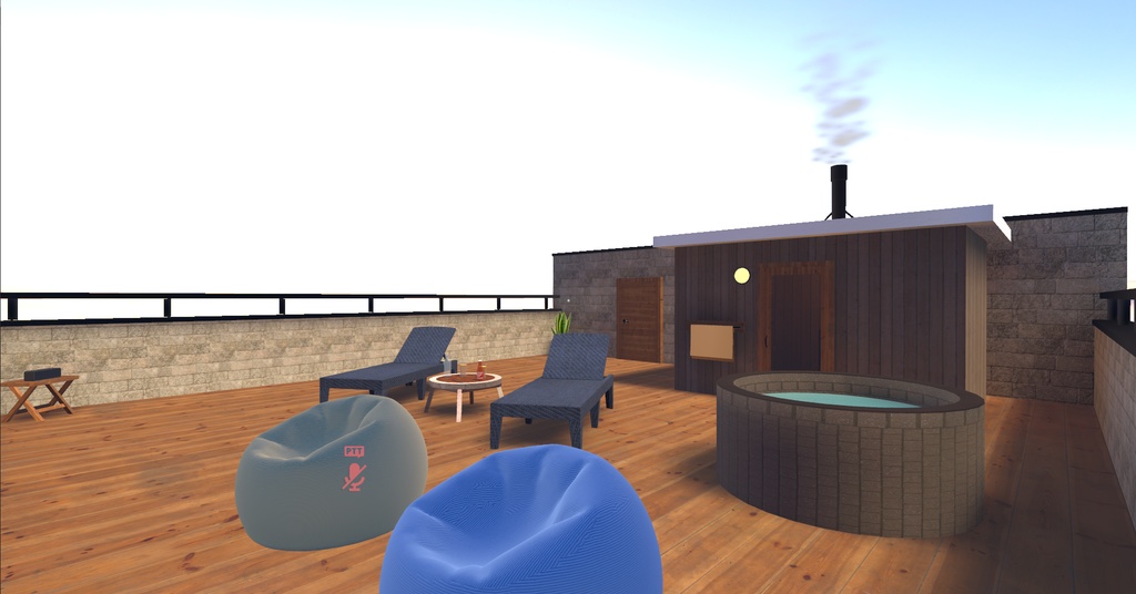 3Dモデル【RoofTopSauna】~屋上サウナテラスでととのう~サウナチルパック付き