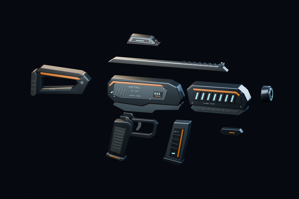 KESTREL 24 ARC|SFライフルプロップ|Blender・FBX・GLB