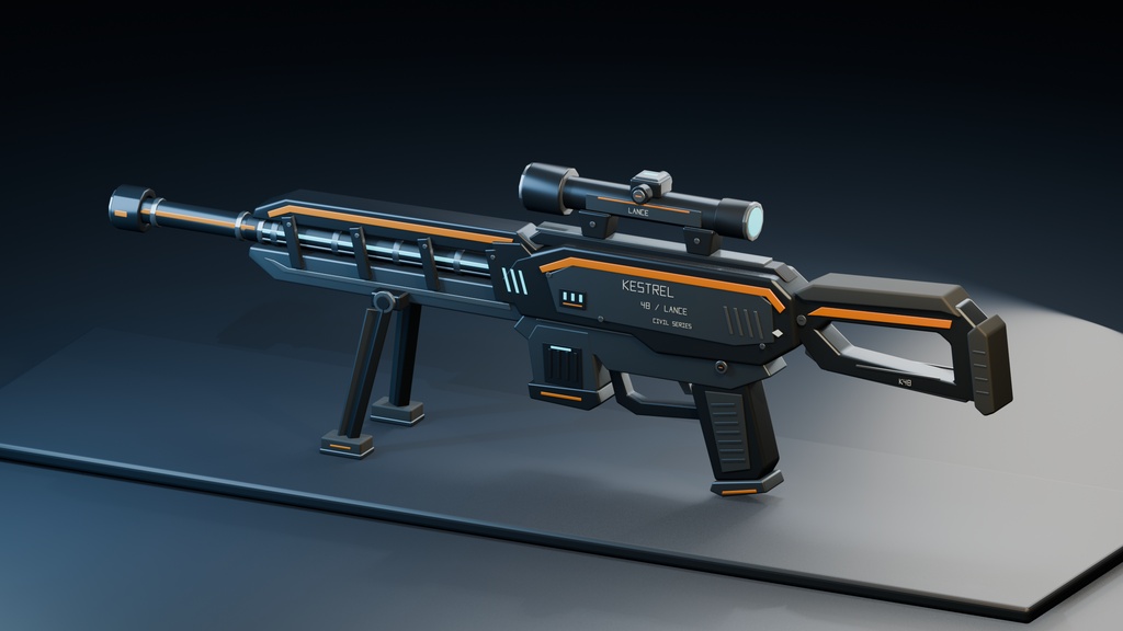 KESTREL 48 LANCE|SFスナイパーライフルプロップ|Blender・FBX・GLB