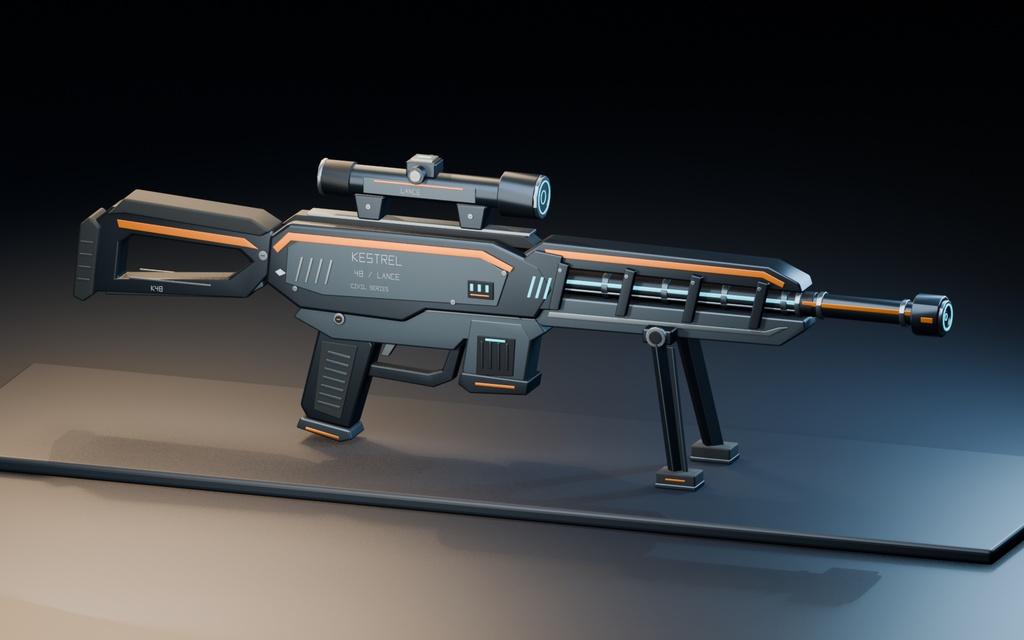 KESTREL 48 LANCE|SFスナイパーライフルプロップ|Blender・FBX・GLB