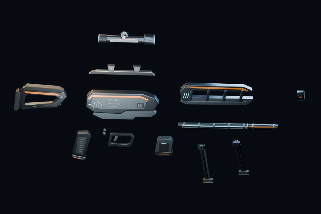 KESTREL 48 LANCE|SFスナイパーライフルプロップ|Blender・FBX・GLB