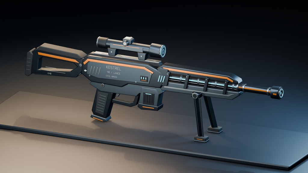 KESTREL 48 LANCE｜SFスナイパーライフルプロップ｜Blender・FBX・GLB