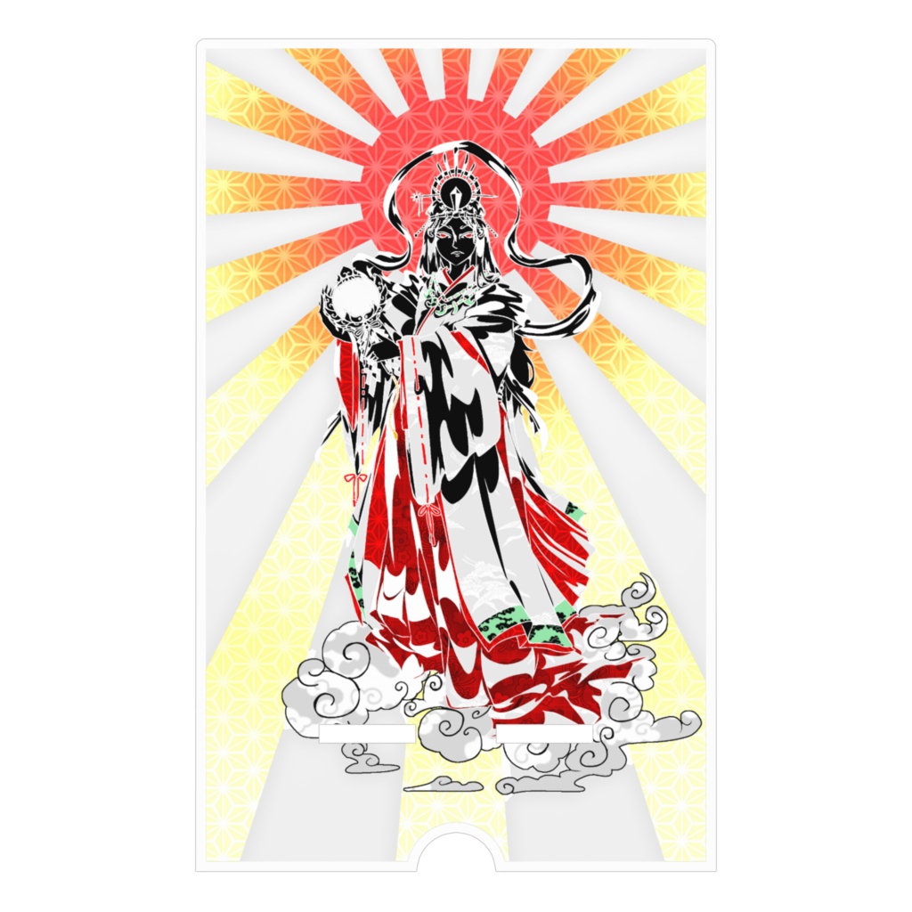 天照大御神切り絵風スマホスタンド