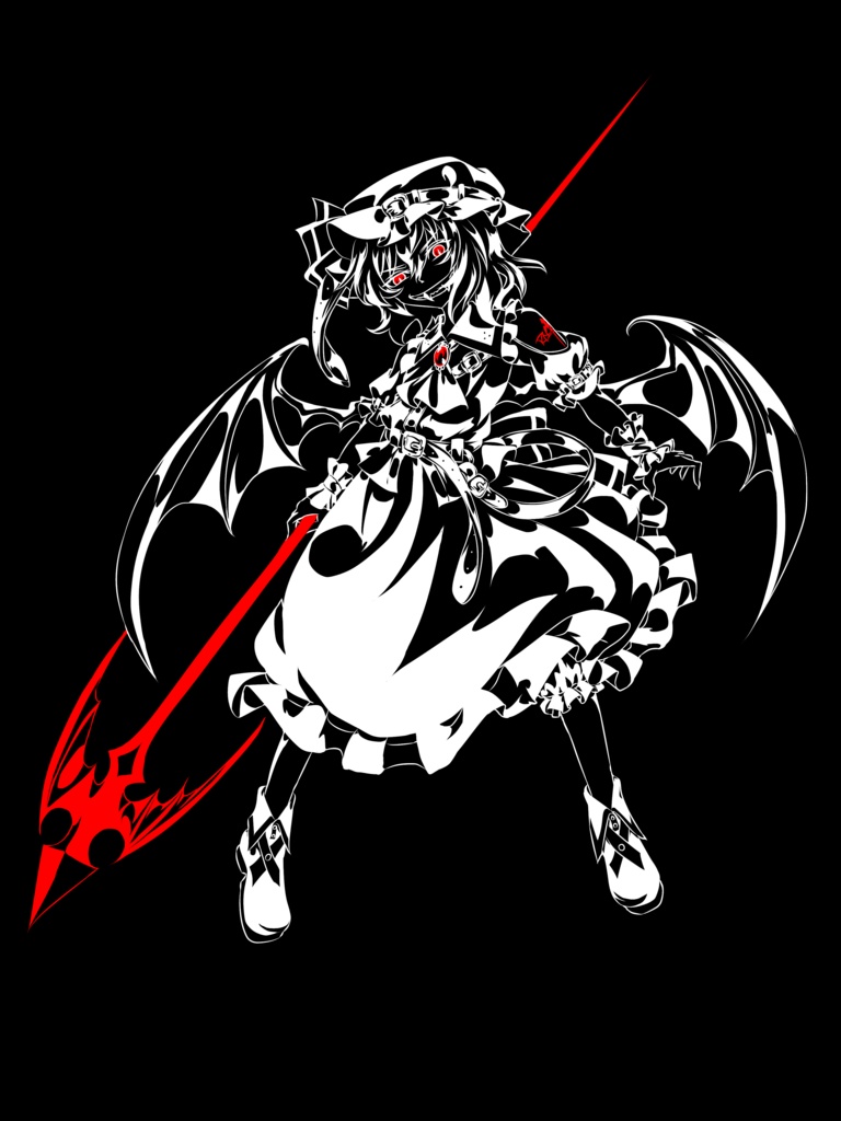 ベルト多め切り絵風レミリアキーホルダー 白