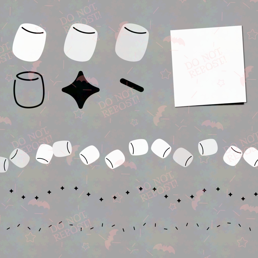 【カスタマイズ素材セット】マシュマロ(ブラシ素材/透過png素材)