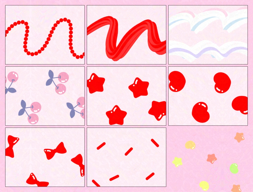 【アイビスペイント用】ホイップクリームデコブラシセットレトロポップVer. (ブラシ素材/透過png素材)